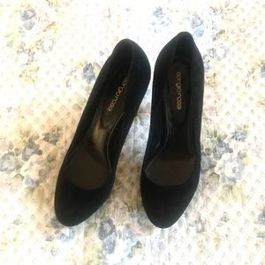 Velvet Black Platform Heels